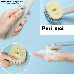 Testkefe szappantartóval, szappanszóróval, levehető fejjel, 36 cm hosszú, szürke 140570345 - Fürdőkefe