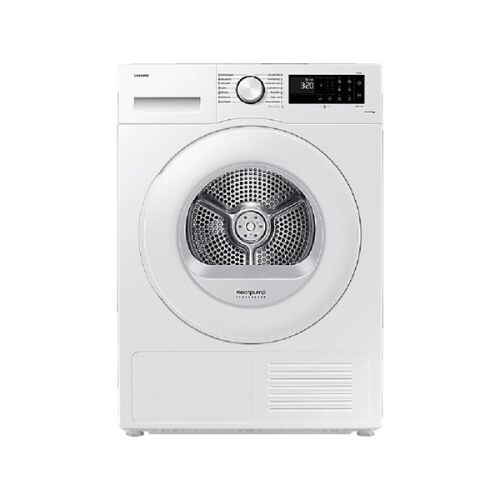 Elölnézet a Samsung DV80CGC2B0TELE 8 kg-os hőszivattyús szárítógépről.