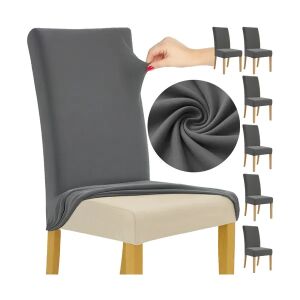 Ruhhy Sötétszürke Székhuzatok - 6 Darab, Rugalmas Poliészter Anyag