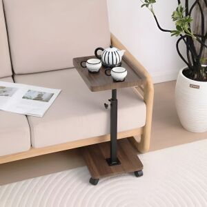 Herum mobiler Beistelltisch mit verstellbarer Höhe, braun und schwarz, neben einem Sofa - Couchtische