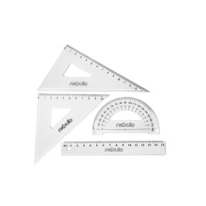 Vonalzókészlet, 30 cm egyenes vonalzó, szögmérő, 45° 13 cm és 60° 18 cm háromszög vonalzó, 4 db/bliszter Educa 137722779 - Nebulo