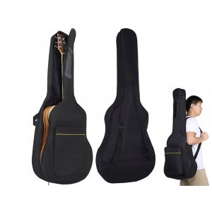 Fekete párnázott gitártok gitárral, hordozási lehetőségek - Hangszer