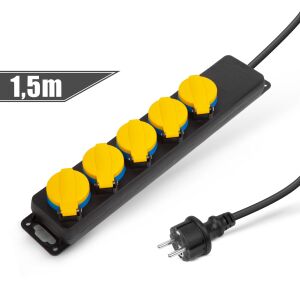 Kültéri hosszabbító kábel fedéllel - 1,5 m - 5 x 230V - 3 x 1,5 mm2 - IP44