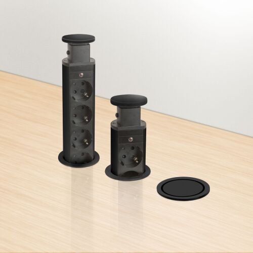 Distribuitor electric ascuns - 4 prize - negru lucios - Delight 137734639