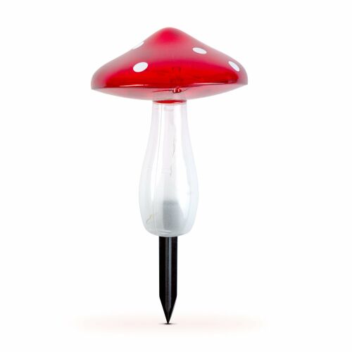 Ciuperca solară LED gomba fény, piros kalap, fehér fény