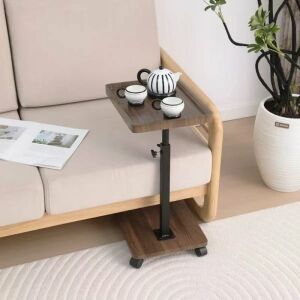 Hordozható dohányzóasztal, 2 MDF asztallappal, állítható magasságú 45-80 cm, asztallap méretei 39,5 x 29,5 cm, barna