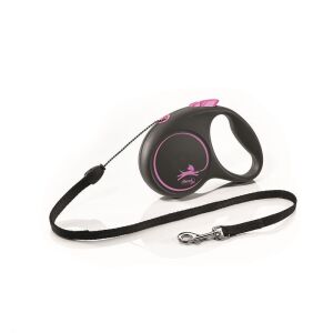 Flexi Black Design zsinóros automata póráz S 5m 12kg-ig pink 137737859 - Flexi