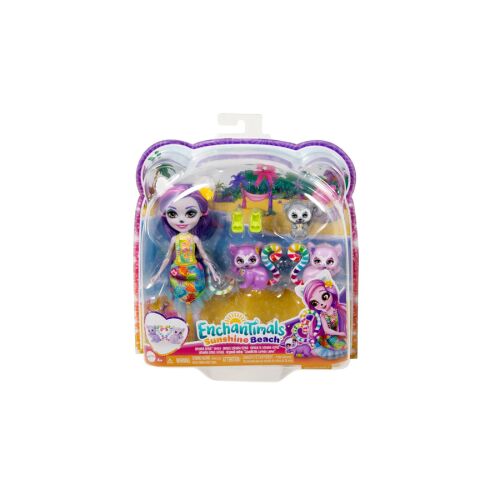 Enchantimals Lorinda Lemur baba és lemur család játékszett csomagolásban - Mattel