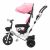 Pepita pink and white tricycle with canopy and parent handle