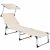 Springos sand-colored sun lounger with adjustable canopy, angled view