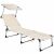 Springos sand-colored sun lounger with adjustable canopy, full view