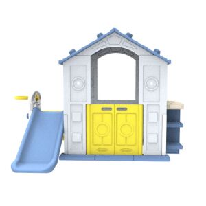 Játszóház csúszdával és mosdóval, kék/fehér, 128x194x139cm, szett 137775109 - Ramiz