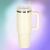 Termikus 1200ml insulated mug with handle and straw, cream color on gradient background