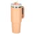 Large powder pink thermos mug with handle and straw, 1200ml capacity