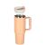 Powder pink thermal mug with detachable lid and straw, 1.2L capacity