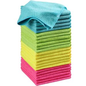 Set mit 24 Mikrofaser-Reinigungstüchern 30 x 40 cm, wiederverwendbare Reinigungstücher, fusselfrei und kratzfrei in 4 verschiedenen Farben (grün/blau/gelb/rosa) BEKZ® 137774310 - Mikrofasertücher