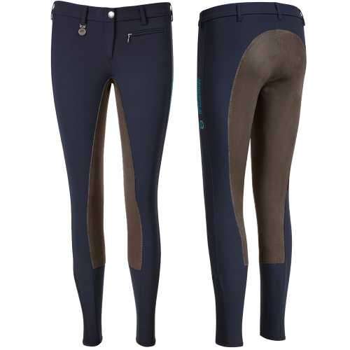 Pikeur Lugana női lovaglónadrág, sötétkék barna térdtapaszokkal