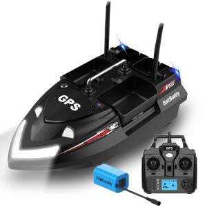 Člnček na návnady, návnady a nástrahy iUni V802 PRO, GPS, 5200 mAh, 4 nádrže, 3 kg, 500 m, 15 km/h, diaľkové ovládanie 2,4 GHz, čierny 137775846 - Rybárske drobnosti a doplnky