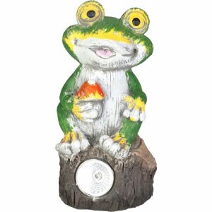 Kerti dekoráció, beton, napelemes lámpa, béka, 2xLED, 9,5x9x19 cm, Strend Pro