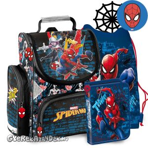 Paso Pókember Iskolatáska SZETT - Pókverzum, ergonomikus hátizsák, tolltartó, tornazsák - Paso