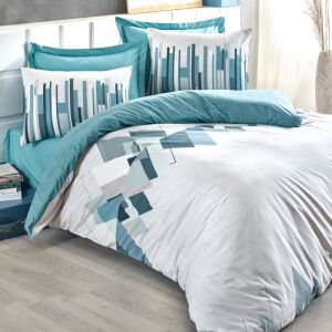 Ágyneműhuzat-szett Cotton Box 129CTN2373, 100% pamut, 3 darabos, Paplanhuzat 160x220 cm, Lepedő 160x240 cm, Párnahuzat 50x70 cm, Fehér/zöld