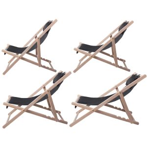 Négy fa és fekete szövet napozóágy kertbe vagy strandra - Napozóágy & Nyugágy