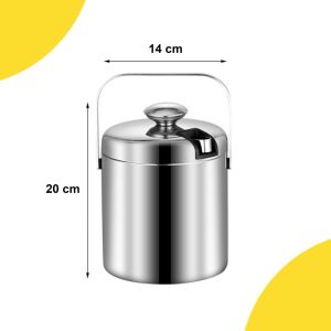 Комплект за приготвяне на сладолед NewEvo с двойни стени, цедка, капак, дръжка и щипки, НЕРЪЖДАЕМА СТОМАНА, 1.3 л, 20x14.5 см, сребрист 140683993 - Бар инструмент