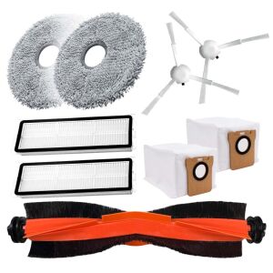 Kit accesorii NewEvo 9 piese pentru aspiratoare robot Xiaomi MI X10 PLUS+ și X20+ PLUS: perie principală, perii laterale, filtre HEPA, saci de praf, mopuri din microfibră - Accesorii pentru aspiratoare robot