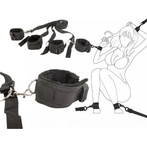 Ágyra szerelhető teströgzítő szett bilincsekkel és pántokkal használat közben - Felnőtt társasjáték