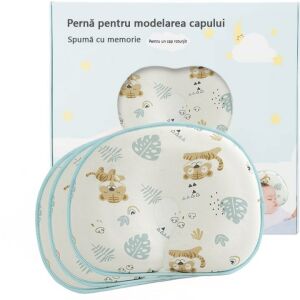 Babapárna, LittleDomi, 2 huzattal, fejformához illő plágiocephalia elleni védelemmel, memóriahab, szellőzőnyílások és barázdák, korrekciós, 100% pamut, levehető huzat, hipoallergén anyag, újs 137790998 - Baba & Tipegő