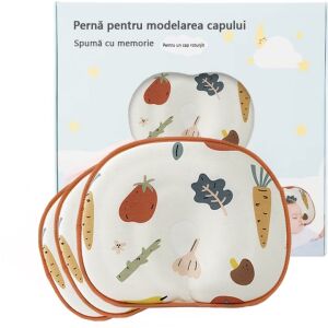 Babapárna, LittleDomi, 2 huzattal, fejformához illő plágiocephalia elleni védelemmel, memóriahab, szellőzőnyílások és barázdák, korrekciós, 100% pamut, levehető huzat, hipoallergén anyag, újs 137791008 - Baba & Tipegő