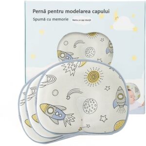 Babapárna, LittleDomi, 2 huzattal, fejformához illő plágiocephalia elleni védelemmel, memóriahab, szellőzőnyílások és barázdák, korrekciós, 100% pamut, levehető huzat, hipoallergén anyag, újs 137791014 - Baba & Tipegő