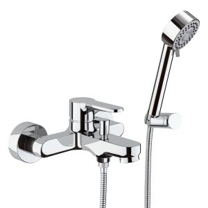 Remer Rubinetterie Wannen- und Brausebatterie, Einhebelmischer, 4 Strahlarten, Chrom