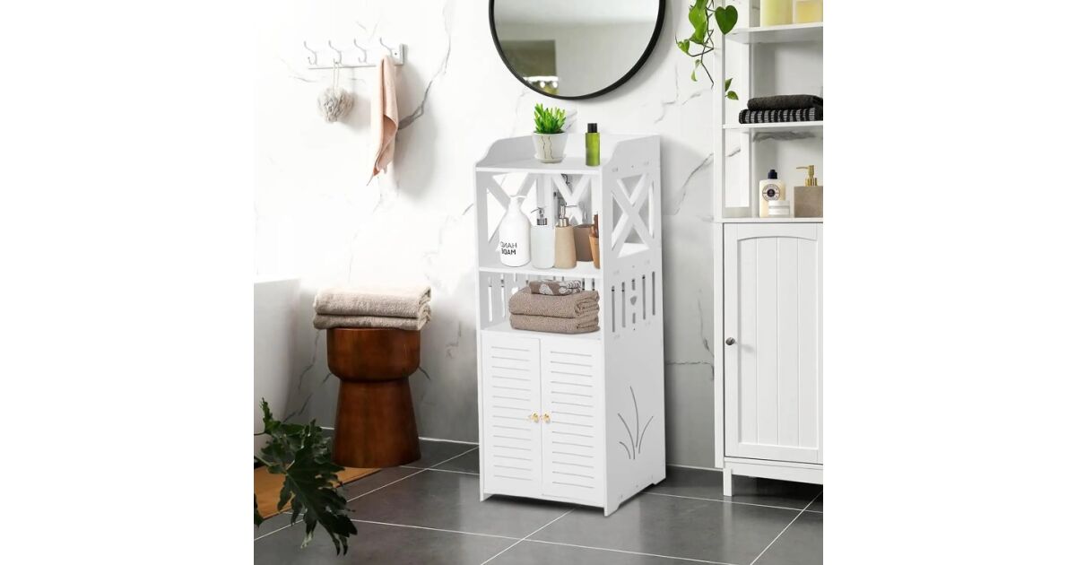 Dulap pentru baie cu 3 polite pentru depozitare, 90 cm x 40 cm x 25 cm 137791820