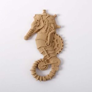 Hőre lágyuló fa csikóhal steampunk dizájnnal, 7 x 13 cm - Művészet & Hobbi