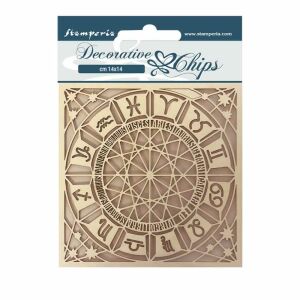 Stamperia Chipboard 14x14 cm Alkímia astrologie decupaj decorativ cu semne zodiacale - Obiect decorabil