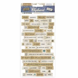 Stamperia Cosmos Infinity Chipboard, decorațiuni cu cuvinte și fraze precum 'grateful', 'joy', 'stars', perfecte pentru scrapbooking și crearea de felicitări - Obiect decorabil