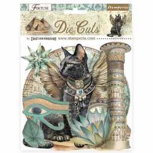 Stamperia Fortune Kivágott formák - Egyiptomi macska és szimbólumok - Stamperia
