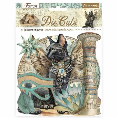Stamperia Fortune Kivágott formák - Egyiptomi macska és szimbólumok