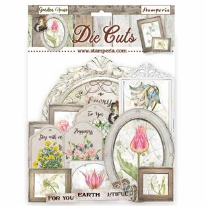 Decupaje Stamperia Romantic Garden House - Modele asortate florale și rame pentru scrapbooking și crearea de felicitări - Obiect decorabil