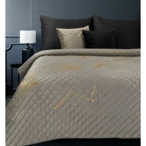 Dekoratív ágytakaró 170x210 Ginko 1 ezüst arany bársony ginkgo levelek Eurofirany 146168556 - Ágytakaró