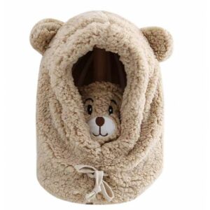 Téli sapka medvefülekkel + alagút, 2 az 1-ben - barna CZ34WZ1