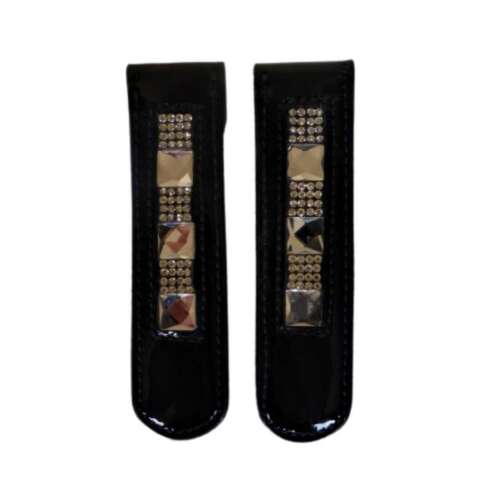 HB Showtime csizma kapcsok dekoratív kövekkel, fekete bőr