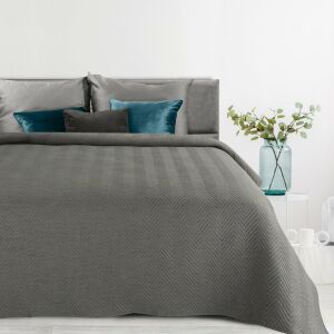 Dekoratív ágytakaró 220x240 vászon grafit Eurofirany 137820599 - Ágytakaró