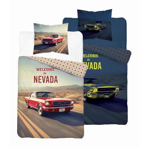 Glow in the Dark Autós Ágynemű Garnitúra 140x200 cm - Nevada Autó Mintával
