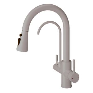 Welland Clearwater 3 utas / vízszűrős mosogató csaptelep - kihúzható zuhanyfej (bézs)