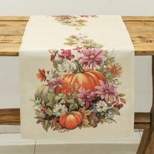 Őszi tök és virág mintás gépi gobelin asztali futó, 44 x 140 cm 137848515 - Lakberendezés