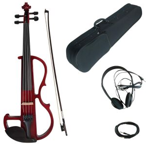 Leise elektrische Violine 4/4, massives Kirschholz 137858608 - Musikinstrumente
