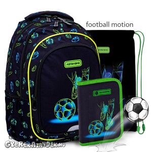 Astra Football Motion iskolatáska szett, ergonomikus hátizsák tolltartóval és tornazsákkal - Astra
