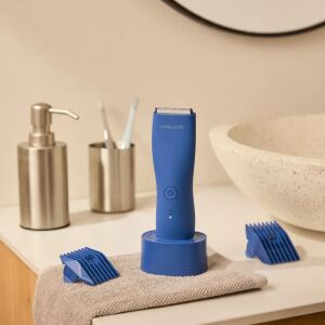 CREATE Barber Studio aparat de tuns barba albastru, fără fir, cu accesorii și bază de încărcare pe blatul de baie - Aparate si accesorii pentru infrumusetare